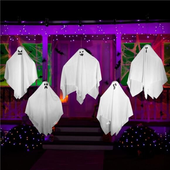 5 Pack 27.5" Halloween Outdoor Decorations Halloween Hanging Ghosts Flying Ghost - Picture 6 of 8